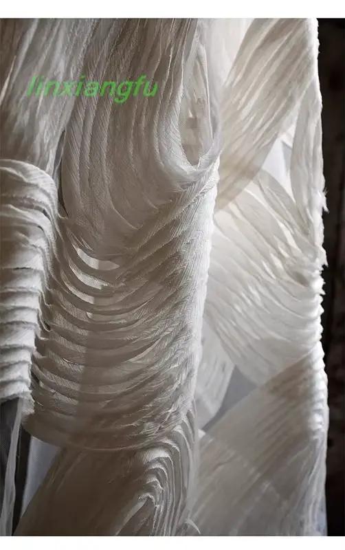 Tissu de vêtements chinois en maille de texture de vague d'artisanat lourd tridimensionnel, tissu de