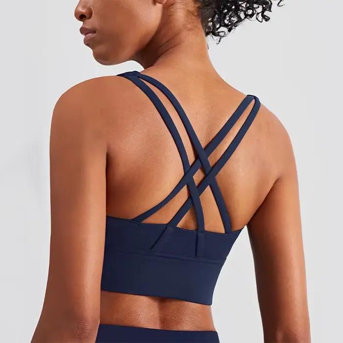 Soutien-gorge de sport pour femmes, bretelles croisées, Sexy, soutien élevé, Impact, sous-vêtements
