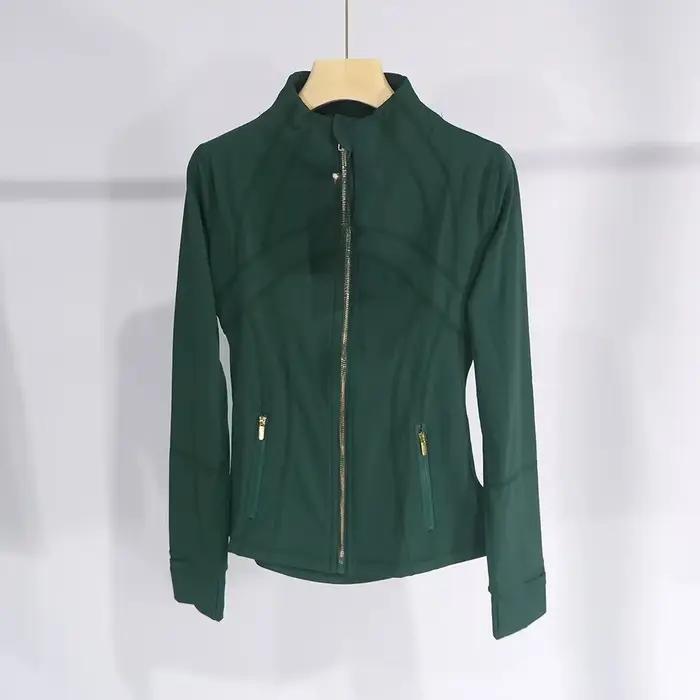 Nouvelle veste amincissante à fermeture éclair dorée, col montant, coupe ajustée, séchage rapide, de