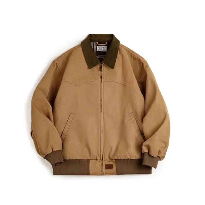 Maden rétro lourd Santafe toile vestes coton velours côtelé revers ourlet côtelé poignets veste cour