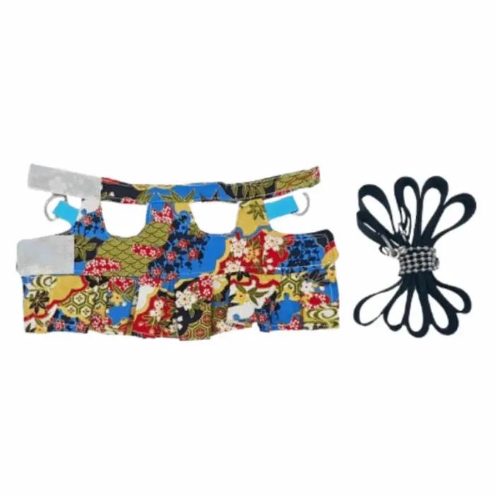 Ensemble harnais et laisse multicolores pour frette, corde de traction, sangle réglable, gilet de ha