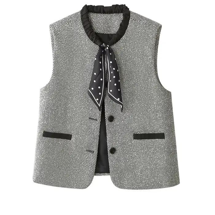 Gilet à bretelles avec foulard en soie pour femmes, vêtements d'automne, gilet empilé pour Fan Muse,