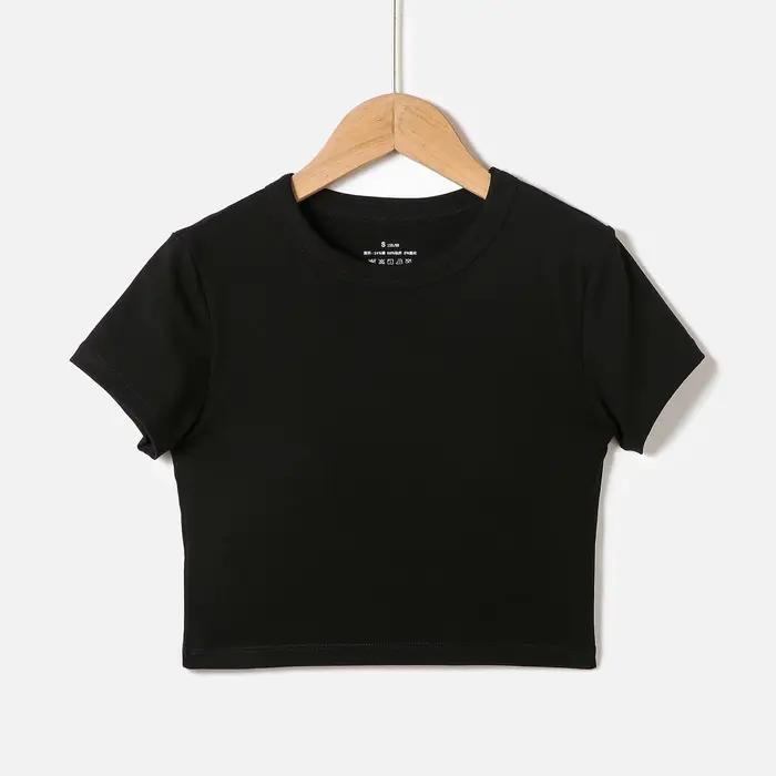 T-shirt à manches courtes pour femmes, haut court, slim, en coton, élasthanne, en viscose, nouvelle