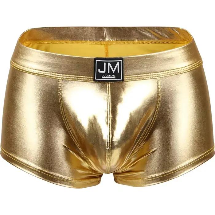 Jockmail-Boxer en cuir PU pour homme, sous-vêtement sexy et transparent