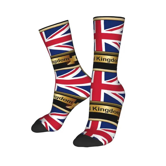 Chaussettes personnalisées avec impression drôle de drapeau du royaume-uni pour femmes et hommes, ch