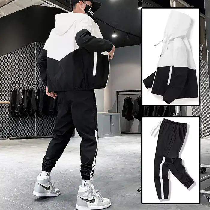 Ensemble de survêtement décontracté pour homme 2026 – Veste à capuche et pantalon de jogging 2 pièce