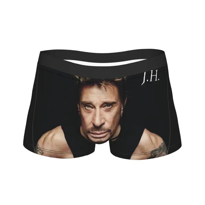 Hommes à la mode Johnny Hallyday sous-vêtements Humor Boxer slips culottes hommes Polyester caleçons