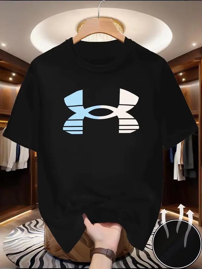 Nouveau T-shirt de course imprimé à col rond pour homme, haut fin pour le printemps et l'été, à séch