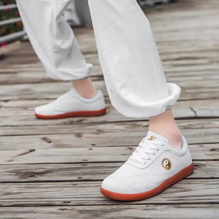 Tai chi chaussures Jurzhen peau de vache semelle en peau de vache chaussures d'entraînement hommes a