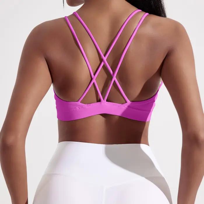 Soutien-gorge de sport résistant aux chocs pour femme, haut de fitness, doux et serré, entraînement