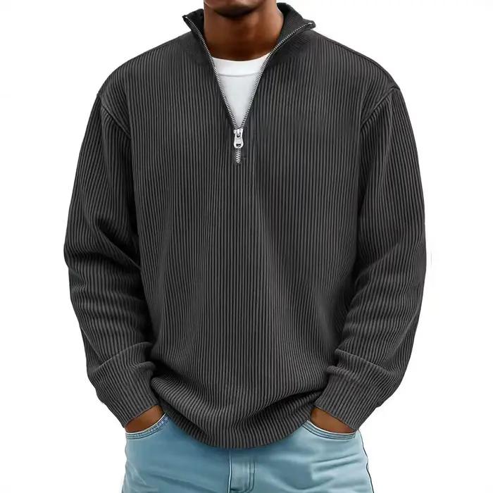 Nouveaux sweats en velours côtelé pour hommes automne solide à manches longues vêtements hommes déco
