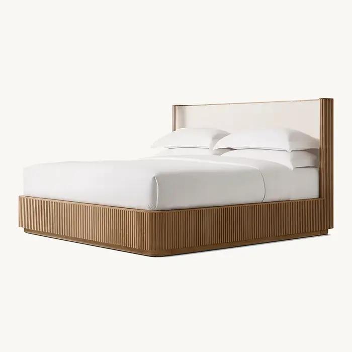 Lit d'abri en tissu Byron personnalisé, meubles de chambre à coucher en bois massif de Style velours