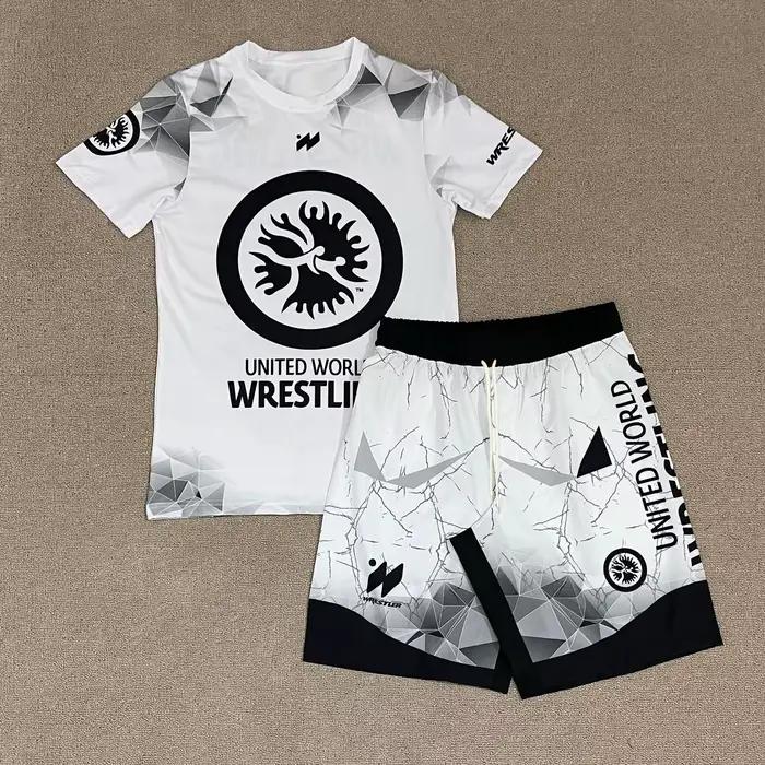 Ensemble de sport respirant pour homme : Rashguard et short à imprimé marbre blanc, séchage rapide,