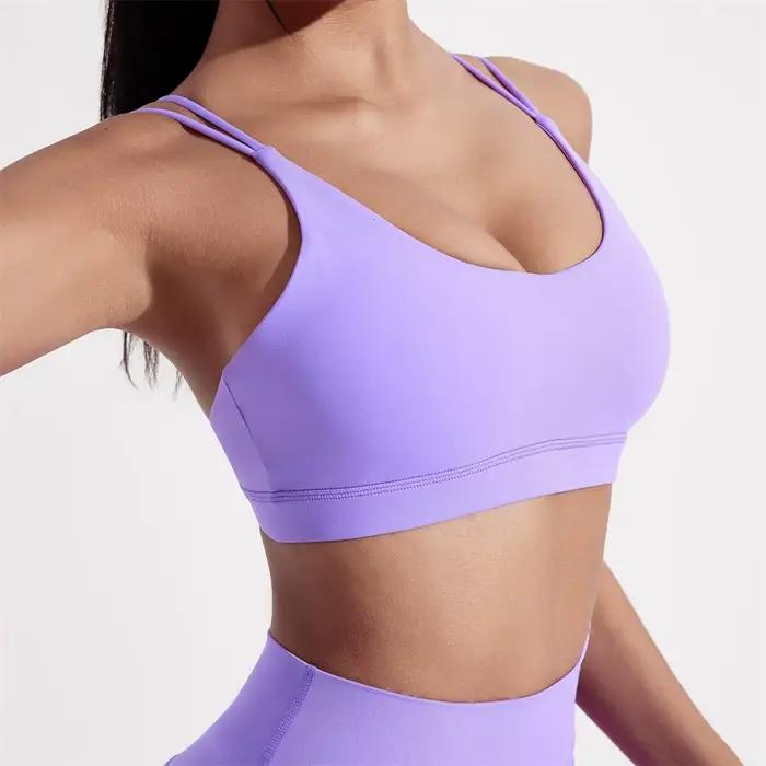 Soutien-gorge de sport résistant aux chocs pour femme, haut de fitness, doux et serré, entraînement