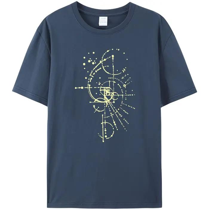 T-shirt décontracté imprimé à manches courtes pour homme, édition dorée Fibonacci, motif rectangulai