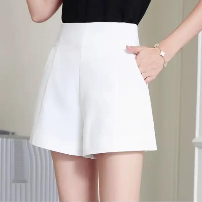 Femmes Shorts printemps été décontracté taille haute a-ligne Shorts ample jambe large en mousseline