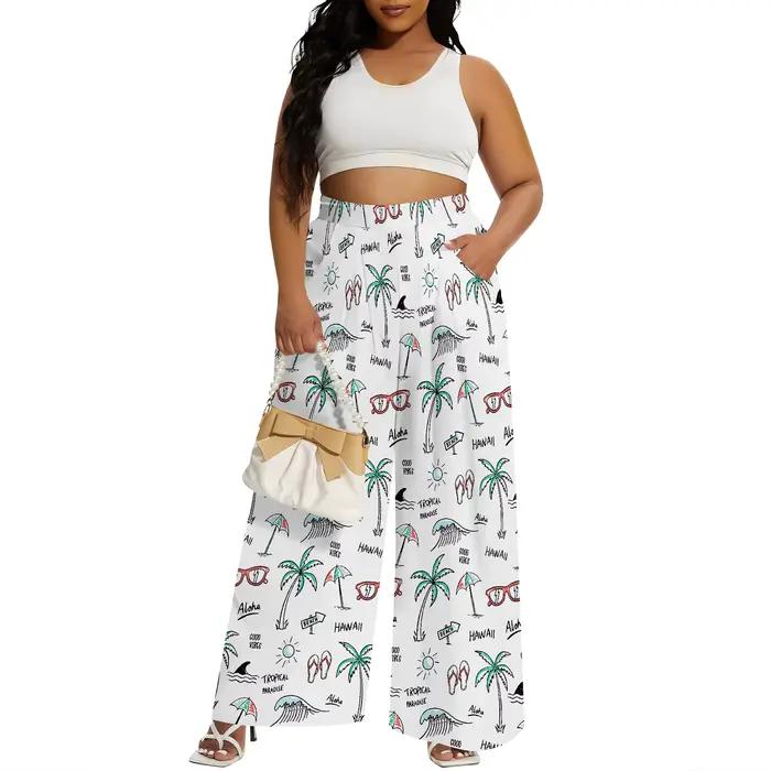 Pantalon à jambes larges pour femmes travail affaires décontracté fluide taille haute pantalon habil