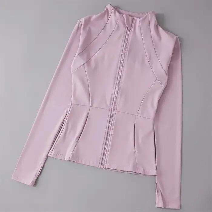 Dessus de Yoga coupe-vent fermeture éclair vestes de course femmes à manches longues course sport sw