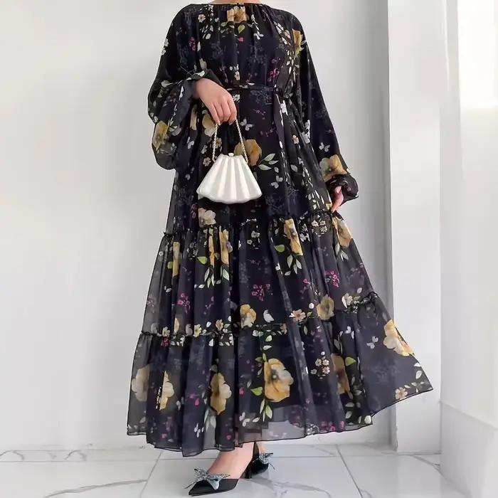 Abaya, Robe indienne décontractée pour femmes musulmanes. Robe longue élégante en mousseline de soie