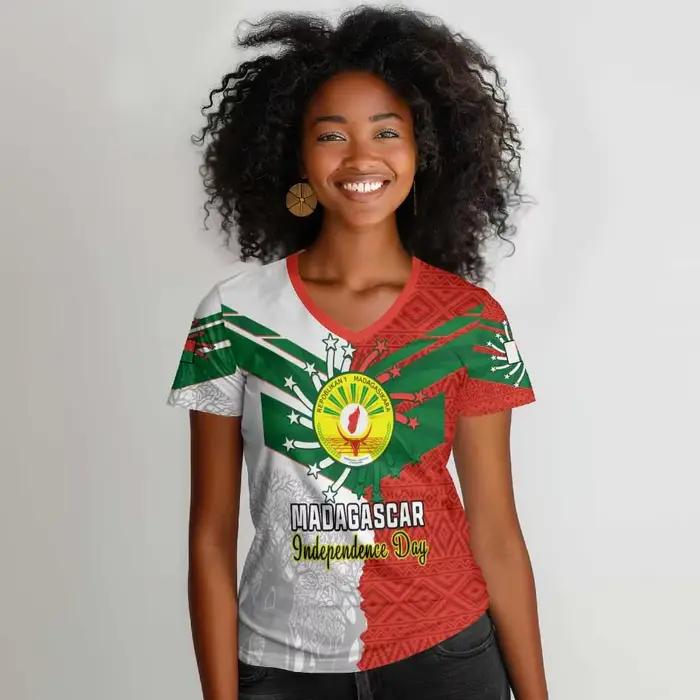 T-shirt décontracté léger à imprimé Madagascar, style ethnique tribal, t-shirt pour femme, t-shirt d
