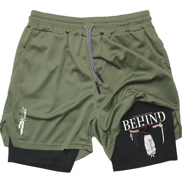 Short de fitness double couche pour homme, short de performance Anime, imprimé Toji, short Dean M, e