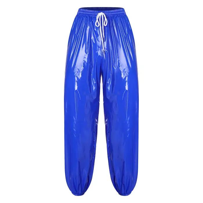 Pantalon de jogging brillant imperméable pour homme Y2K avec cordon de serrage, taille élastique, po