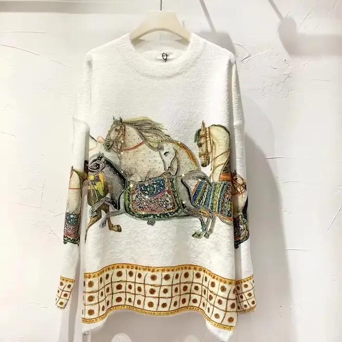 Pull à capuche en diamant pour femme, pull chaud, optique, mode tricotée, pull décontracté, automne,