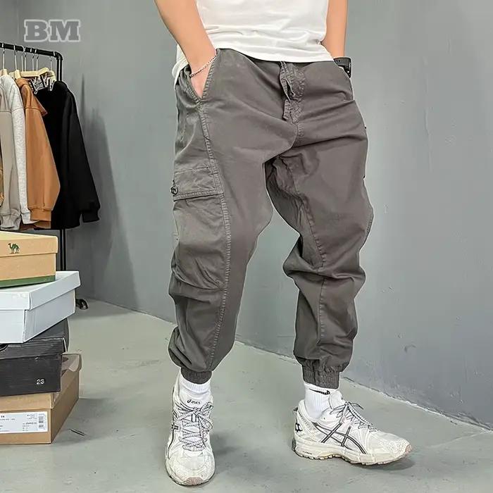 Pantalon cargo vintage de haute qualité pour hommes, streetwear japonais, vêtements Harajuku, joggeu
