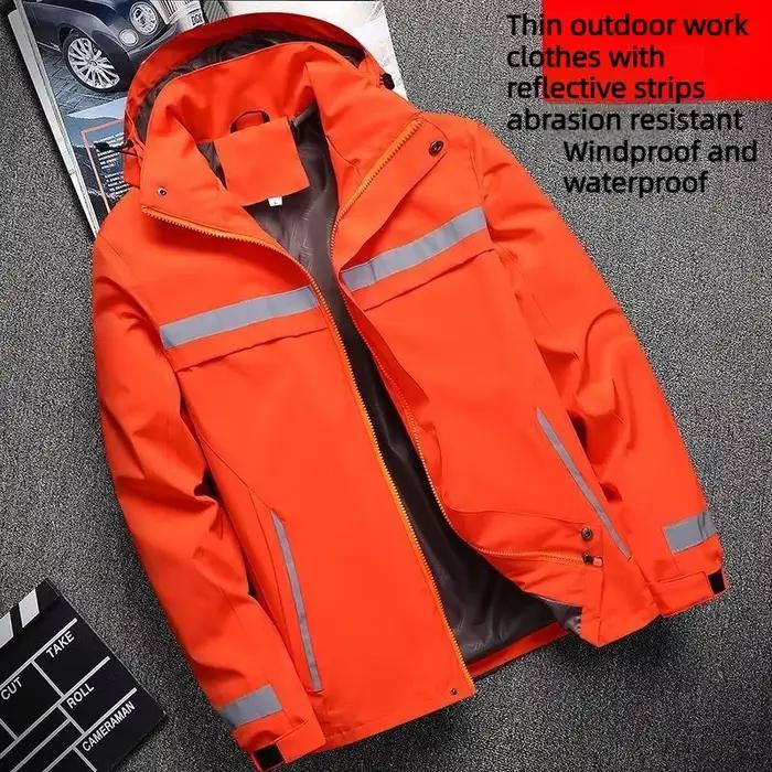 Coupe-vent imperméable et résistant à l'abrasion, veste à capuche réfléchissante légère pour le trav