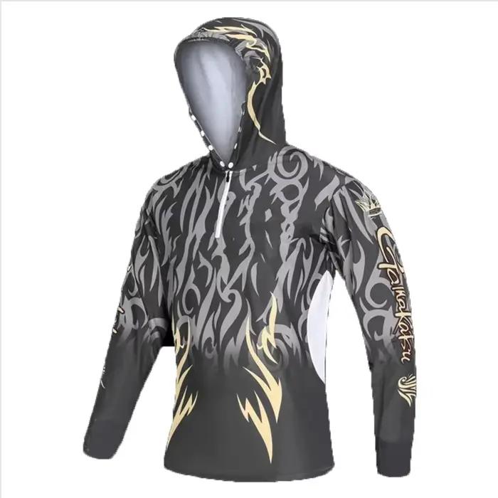 Chemises de pêche respirantes à manches longues pour hommes, protection UV, séchage rapide, impressi