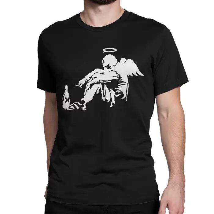 T-Shirt à Manches Courtes et Col Rond pour Homme et Femme, Vêtement Vintage en Coton Pur, Banksy Fal