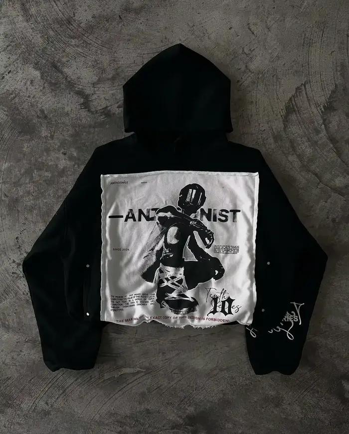 Tenthseries-Sweat à capuche zippé Y2K pour hommes, vêtements hip hop Harajuku, broderie de lettres,