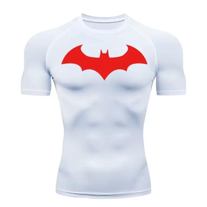 Chemises de Compression graphiques chauve-souris pour hommes, manches courtes, protection contre les