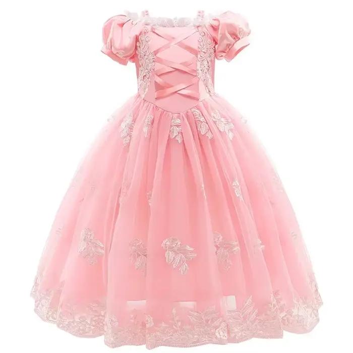 Fille rose Aurora Cosplay princesse habiller enfants noël Halloween Tulle fantaisie Raiponce Costume