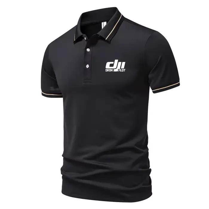 T-shirt décontracté à col pour homme en tissu respirant de couleur unie