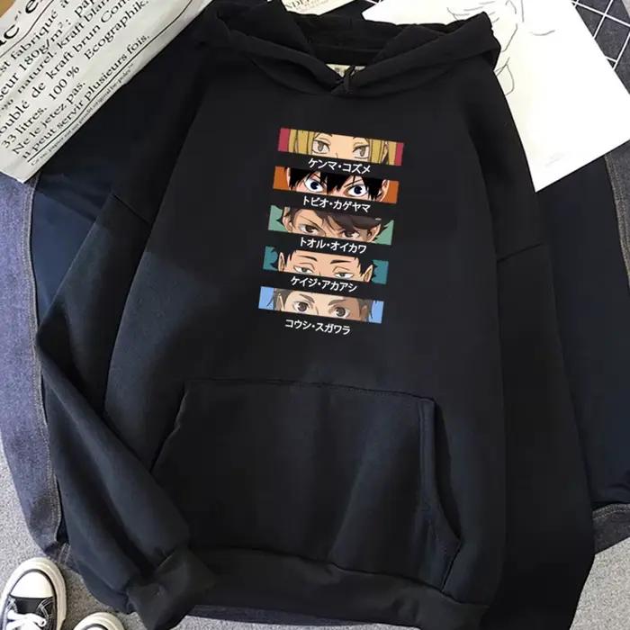 Oya Oya Oya Haikyuu sweat à capuche pour homme dessin animé japonais Kawaii Nekoma graphique Streetwear Kuroo