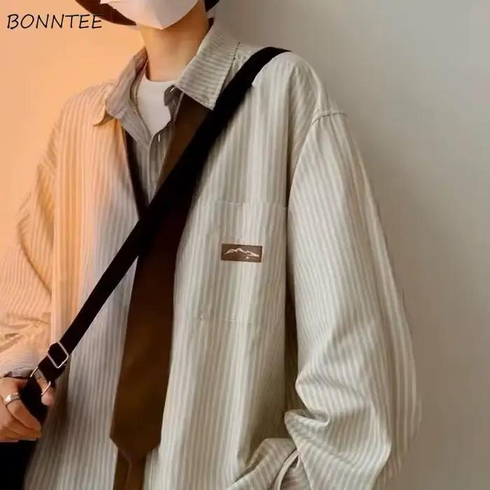 Chemises à rayures verticales vintage pour hommes