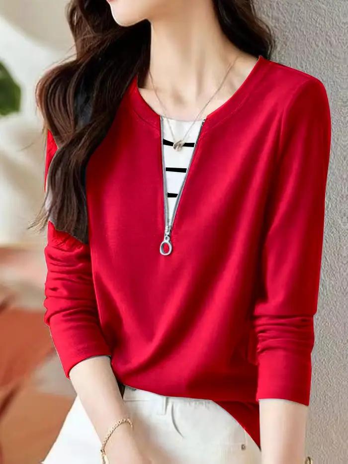 T-shirt à capuche élégant pour femme – Manches longues
