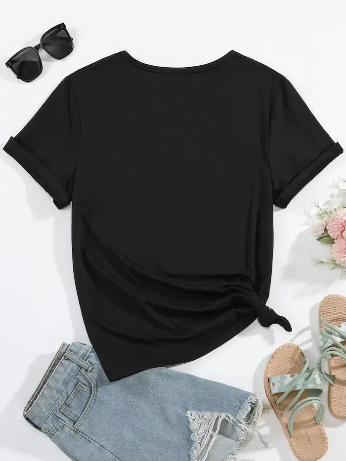 T-shirt décontracté à col rond imprimé Leave Me Alone