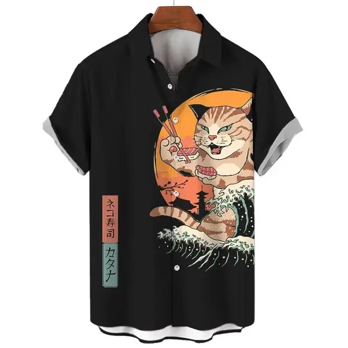 Mode vêtements pour hommes Cool samouraï chat hauts été nouveaux