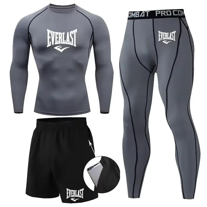 EVERLAST hommes T-shirt + Short 2 pièces ensemble loisirs souffle à manches courtes Sport Jogging gymnase marque impression vêtements