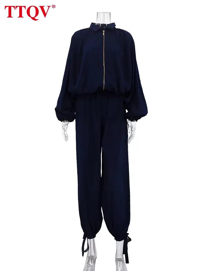Clacive mode ample noir femmes deux pièces ensemble élégant chemise à manches longues avec taille haute pantalon large