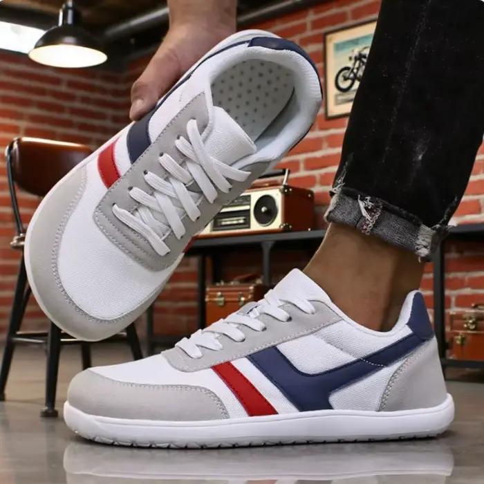 Hommes larges pieds nus chaussures minimaliste respirant confortable chaussure de marche à la mode léger sans lacet doux homme Trail baskets