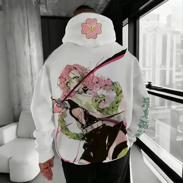 Sweat à capuche pour hommes, co-marqué, dessin animé Demon Slayer, nouvelle collection automne/hiver 2021, imprimé Kanroji Mitsuri, ample, décontracté, Harajuku, haut Parent-enfant