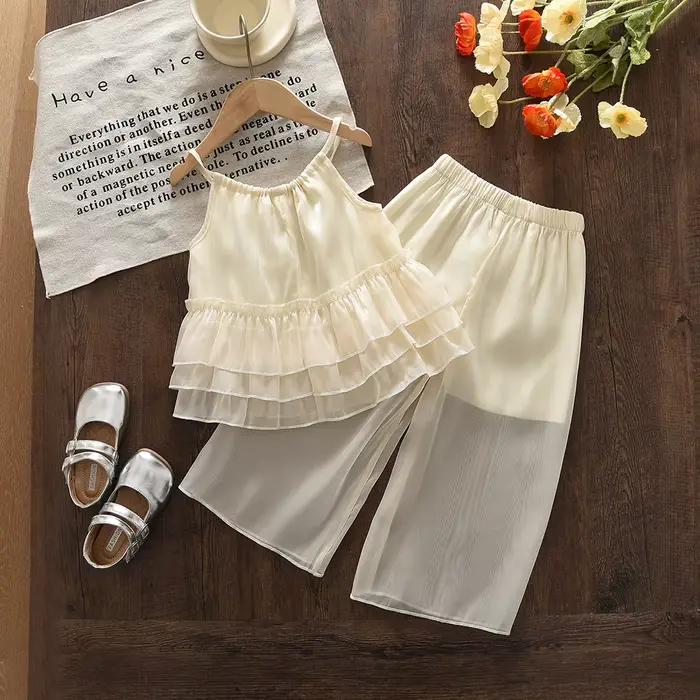 Costume décontracté beige pour filles de 3 à 7 ans
