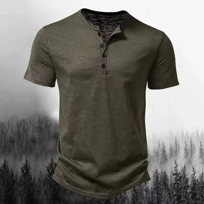 T-shirt homme col Henley polo décontracté polyester été sport occasionnels offerts en différentes tailles couleurs