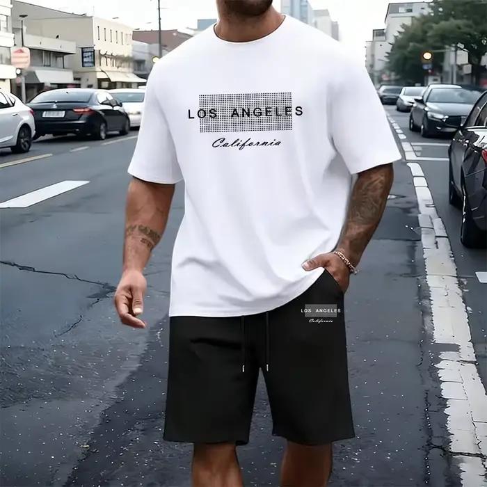 Nouvelle Collection 2026 : Ensemble Survêtement Homme 2 Pièces – T-shirt Coton Col Rond & Short Sport Longueur Genou – Tenue Décontractée Quotidienne Estivale Tendance