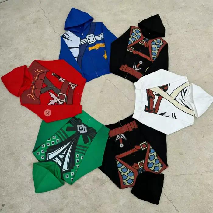 Sweat à capuche zippé Y2K style japonais High Street, imprimé Ninja décontracté Cosplay Anime, Harajuku, nouveau streetwear unisexe, coupe ample