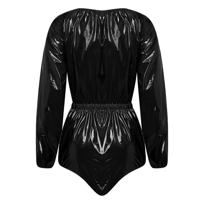 Combinaison de bain imperméable brillante pour femme, avec boutons à l'entrejambe, justaucorps une pièce, vêtements adaptés aux besoins spéciaux