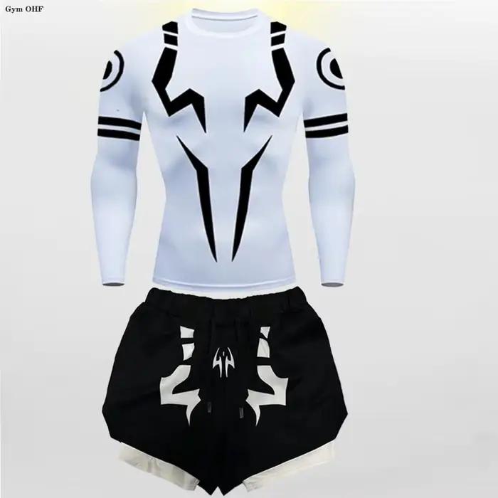 Jujutsu Kaisen Anime Compression t-shirt costumes hommes 2 en 1 Shorts Sport course Jogging gymnastique survêtement